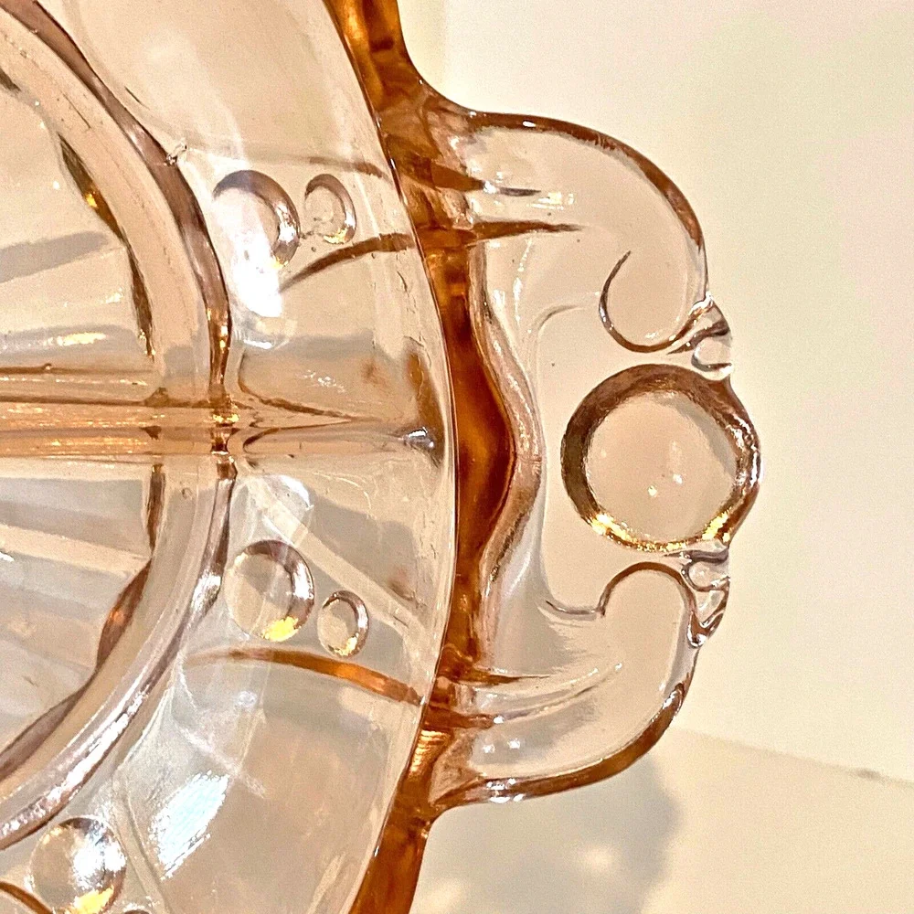 Anchor Hocking Pink Depression Glass Relish Serving Dish Oyster & Pearl Divided